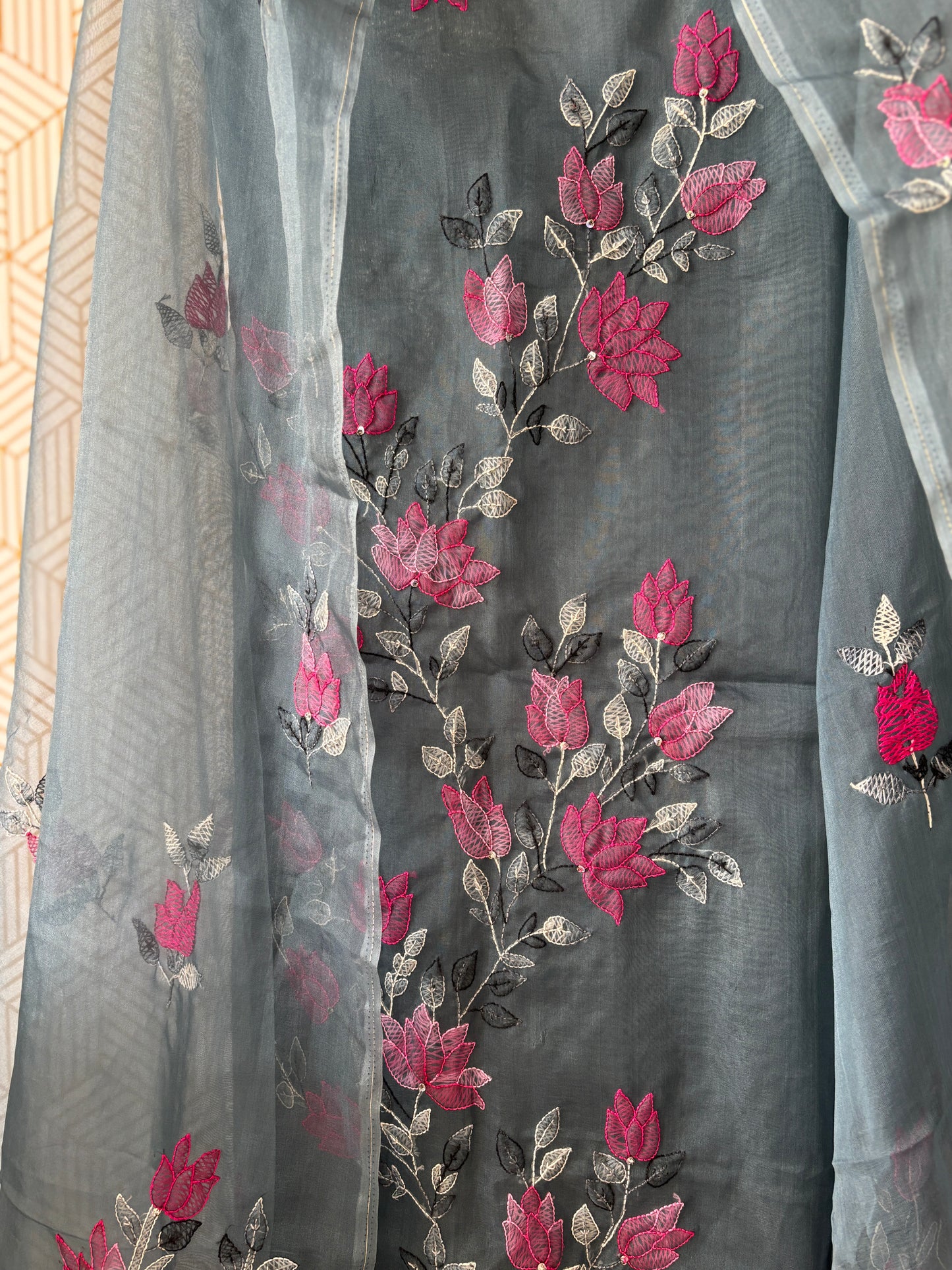 Organza Suit Set Hand Embroided