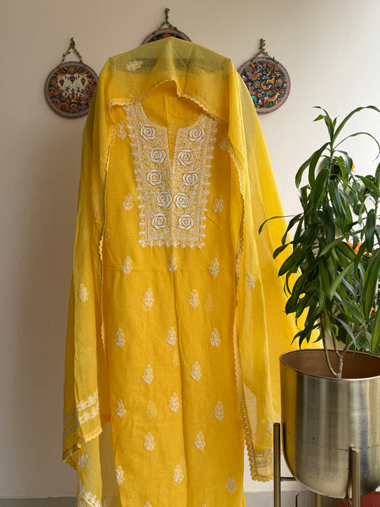 Lucknowi Chikankari Kota Doria Suit Set