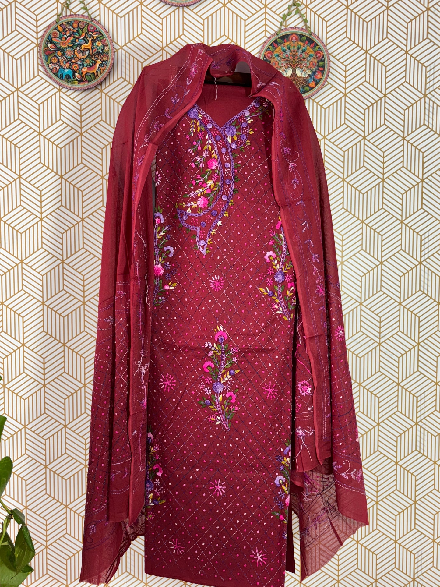 Pure Cotton Kantha Embroidered Suit Set