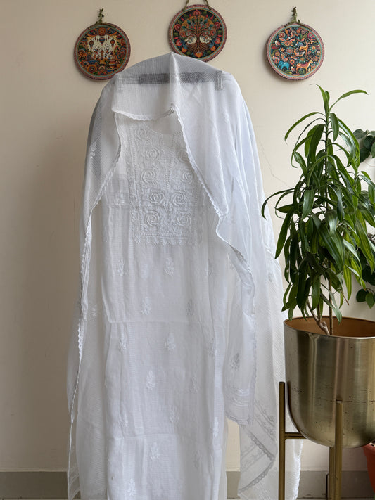 Lucknowi Chikankari Kota Doria Suit Set – Classic