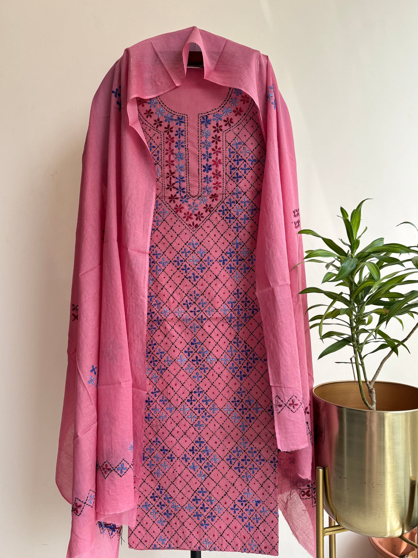 Bengal Handloom – Star Pattern Pure Cotton Embroidered Suit Set