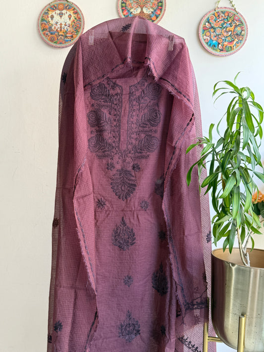 Lucknowi Chikankari Kota Doria Suit Set – Ghasspatti.