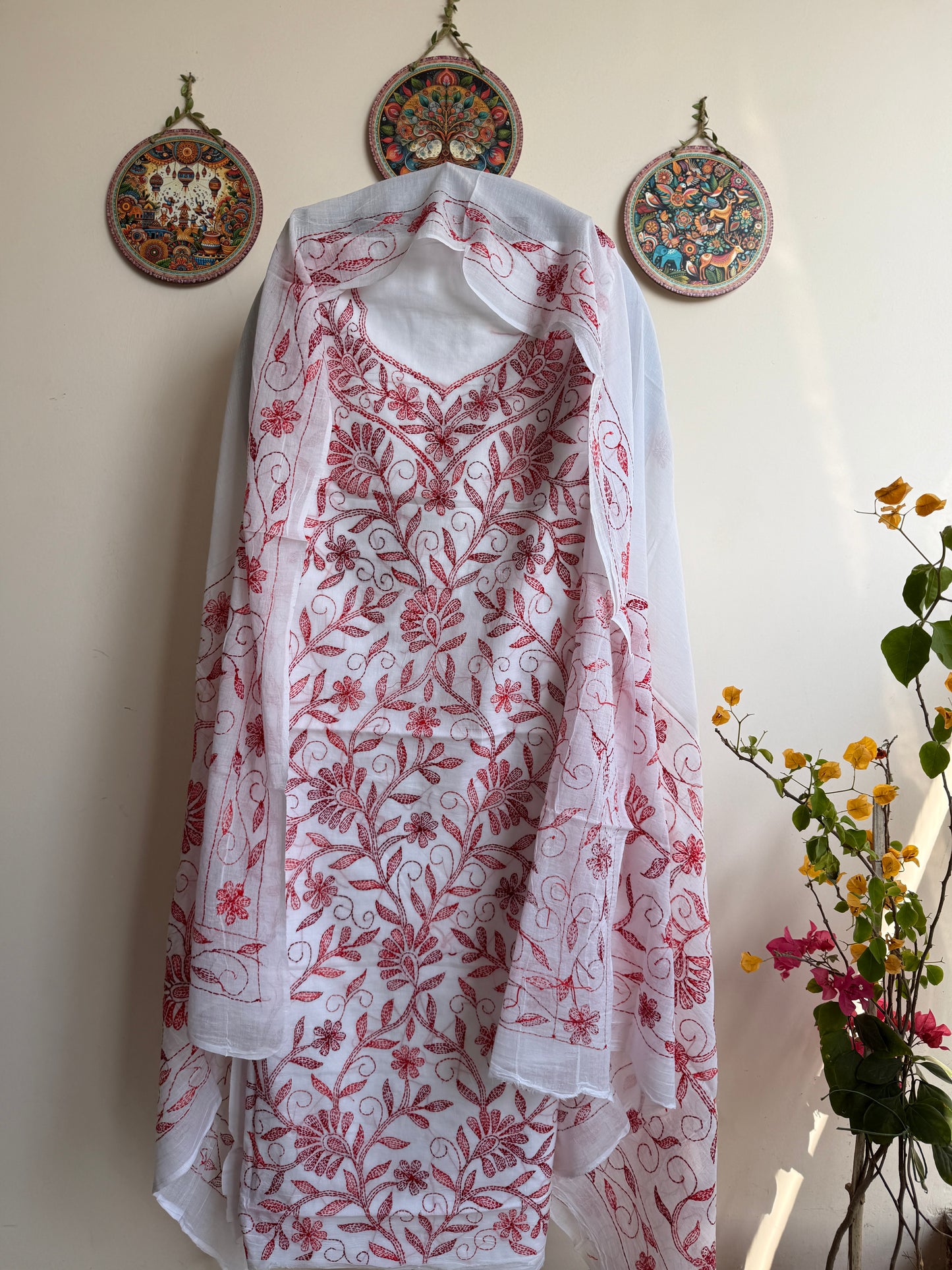 Bengal Handloom – Kantha Stich Pure Cotton Embroidered Suit Set