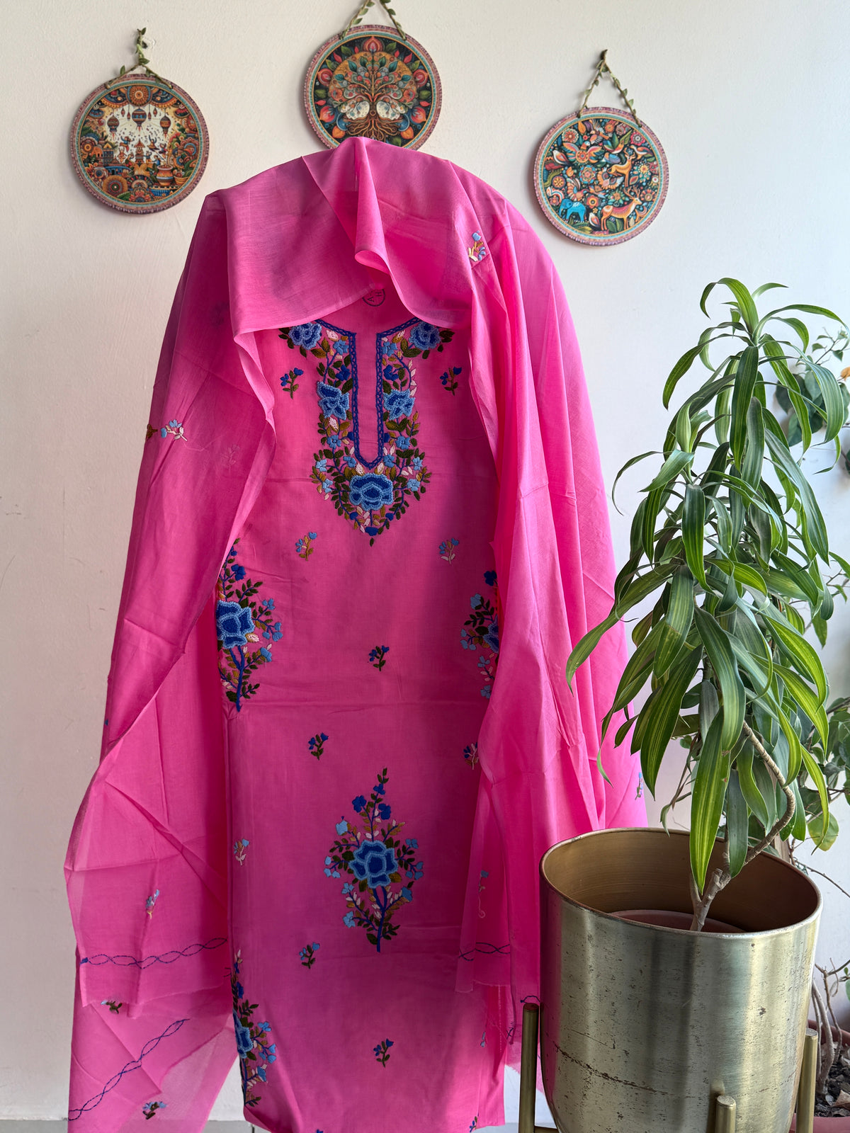 Bengal Handloom – Knot Work and Parsi Work Pure Cotton Embroidered Suit Set