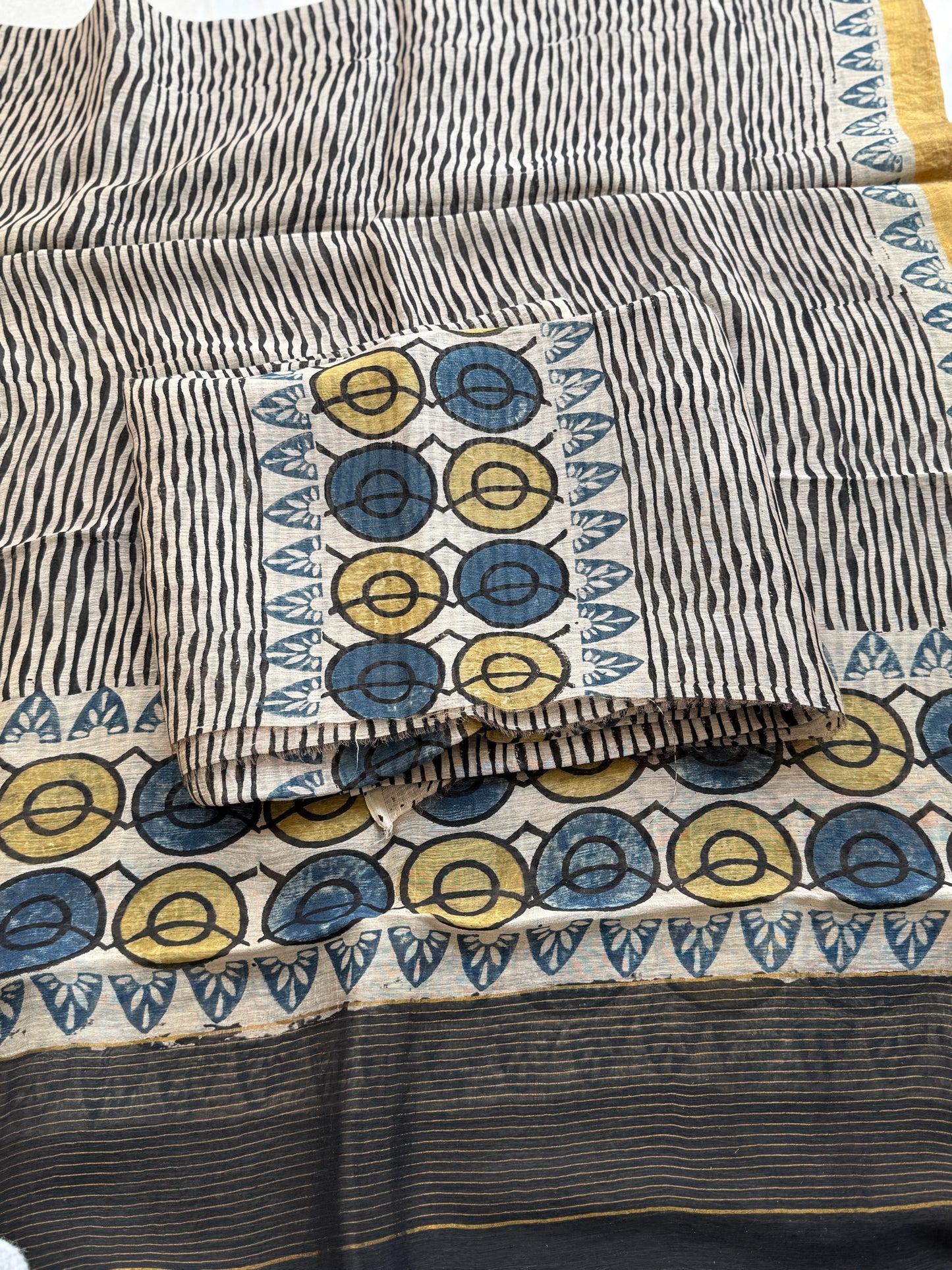 Pure Linen Ajrakh Hand Block Printed Suit Set with Dupatta | Natural Dyes