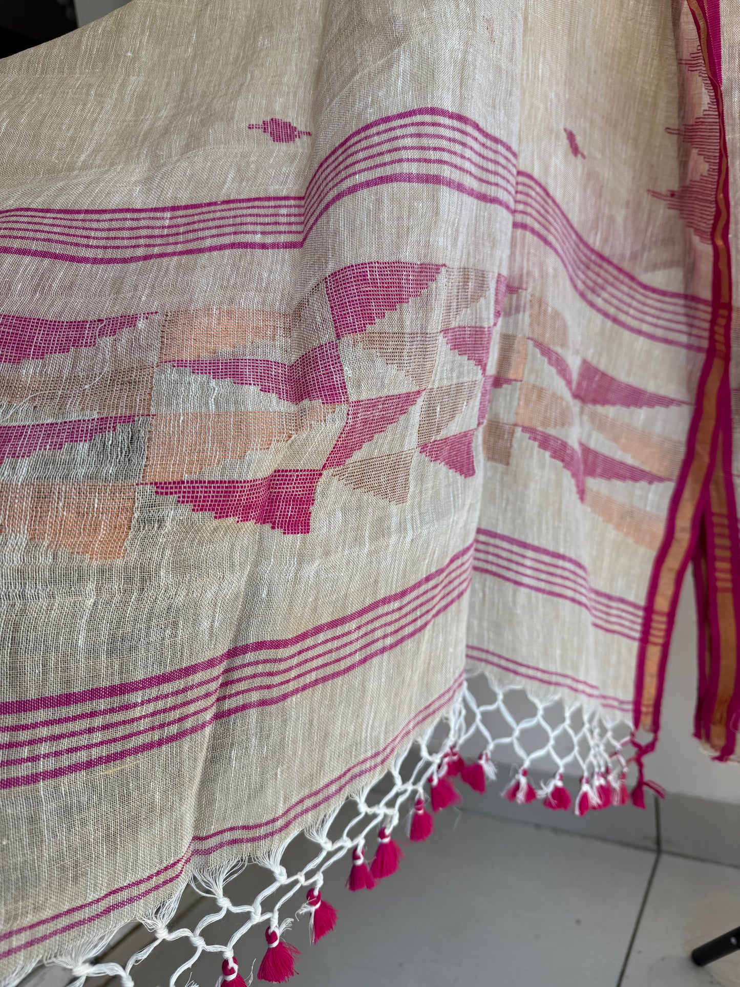 Jamdani- ✨ Pure Linen Jamdani Weaving Kurta & Dupatta Set ✨