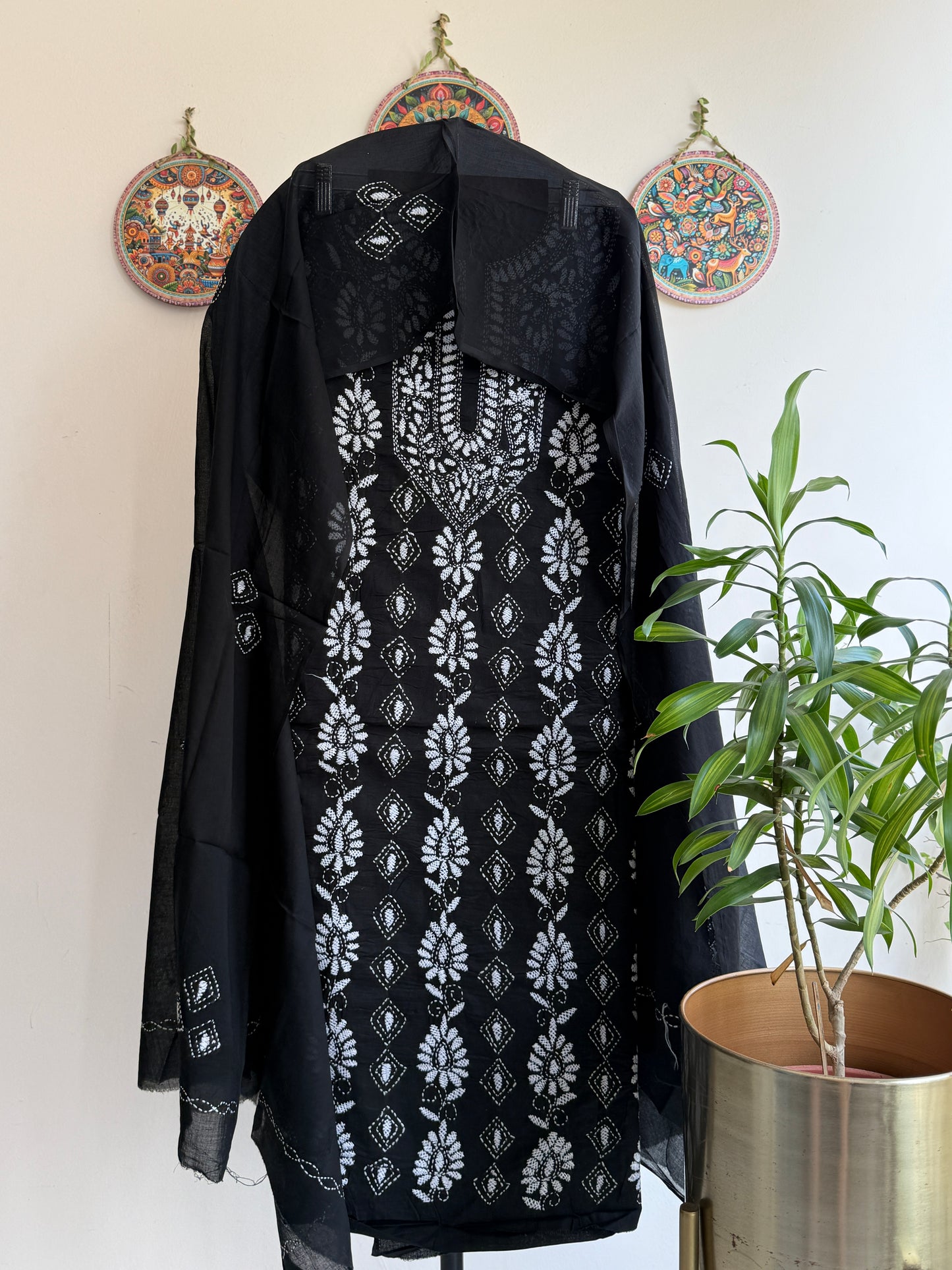 Bengal Handloom- Kantha Stich Pure Cotton Embroidered Suit Set