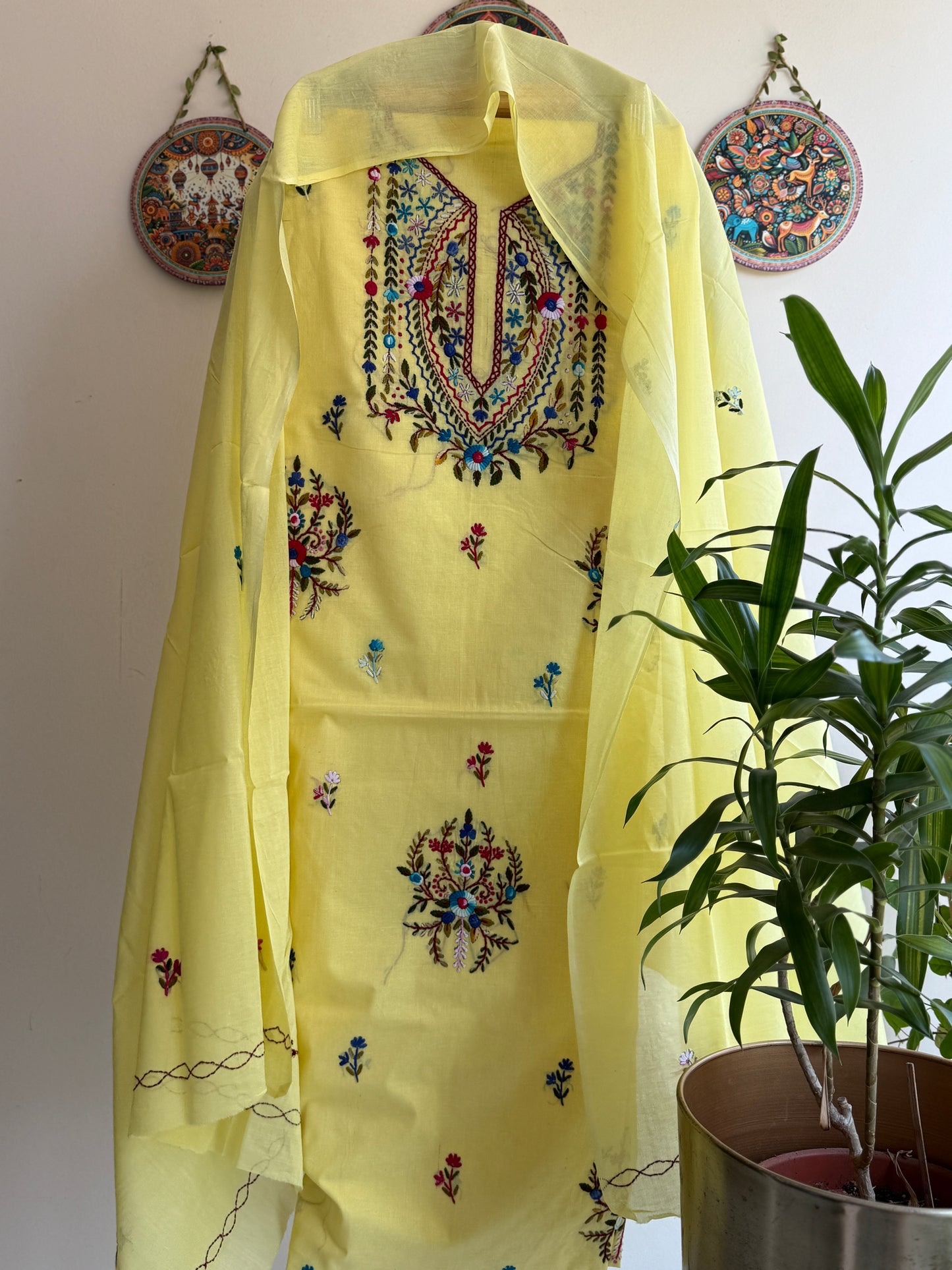 Bengal Handloom – Parsi Work and Knot Work Pure Cotton Embroidered Suit Set