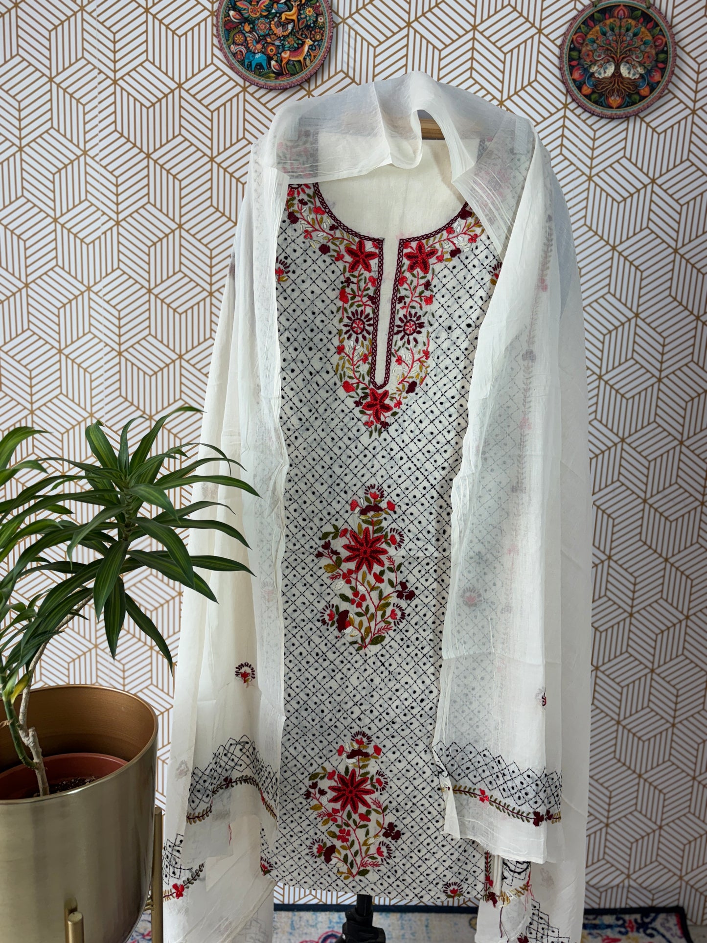 Kantha hand embroidered Suit Set Pure Cotton