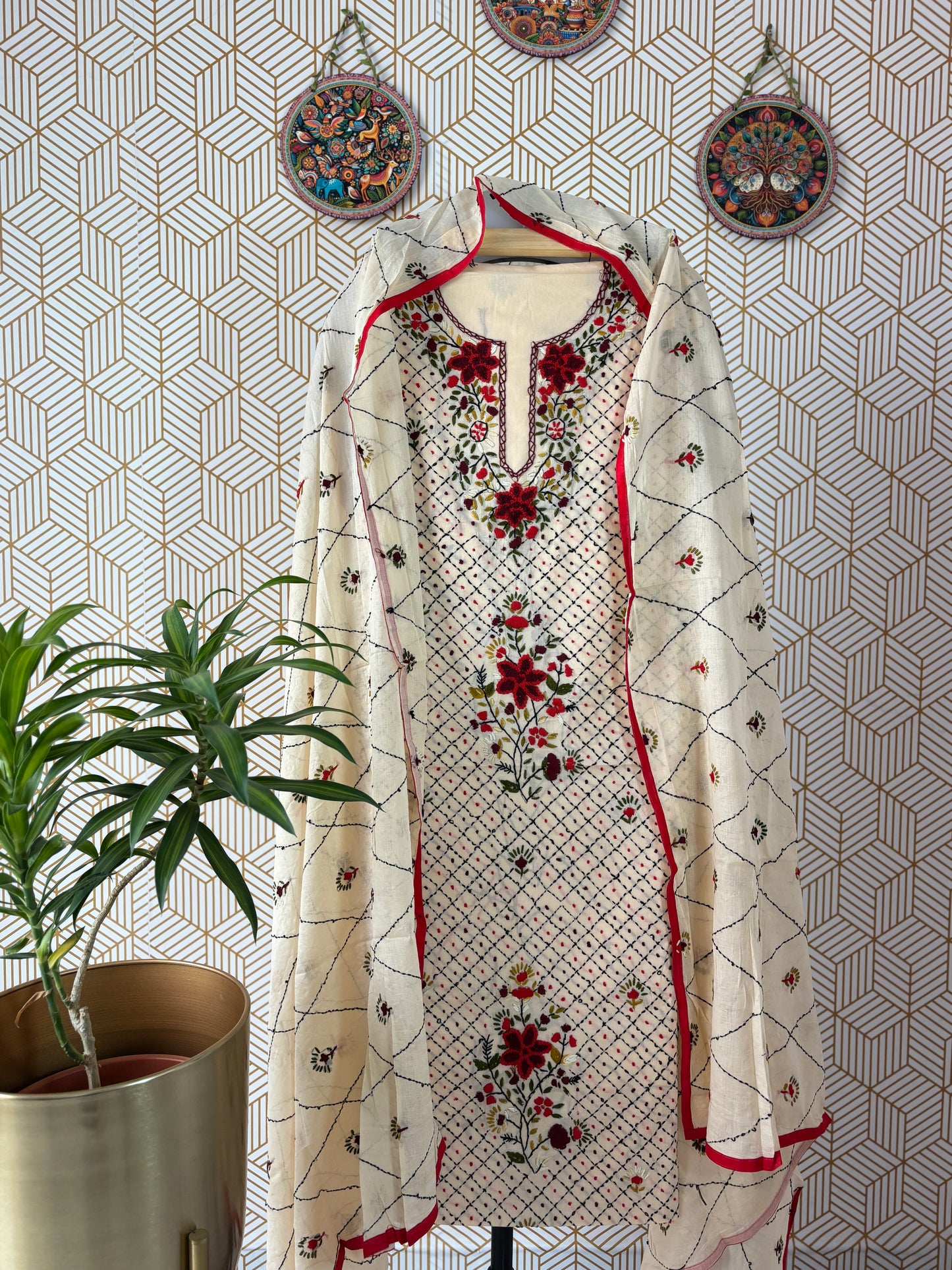 Kantha hand embroidered Suit Set Pure Cotton