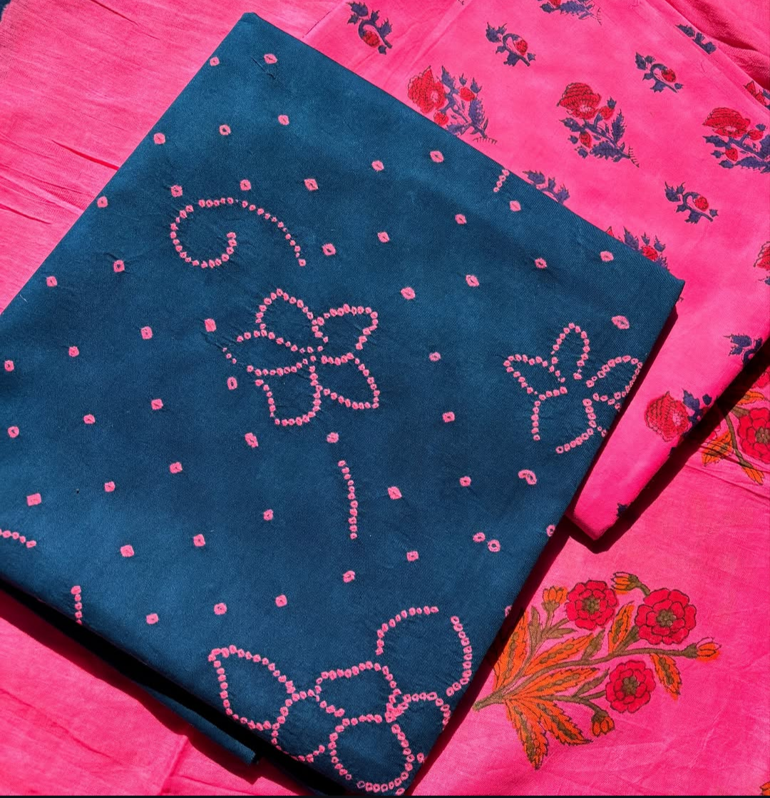 Pure Cotton Silk Bandhani-Jamnagar Traditional