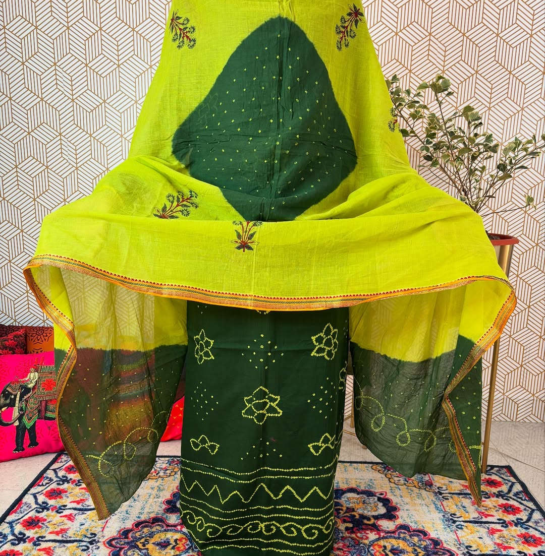 Jamnagar Traditional Pure Cotton Silk Bandhani