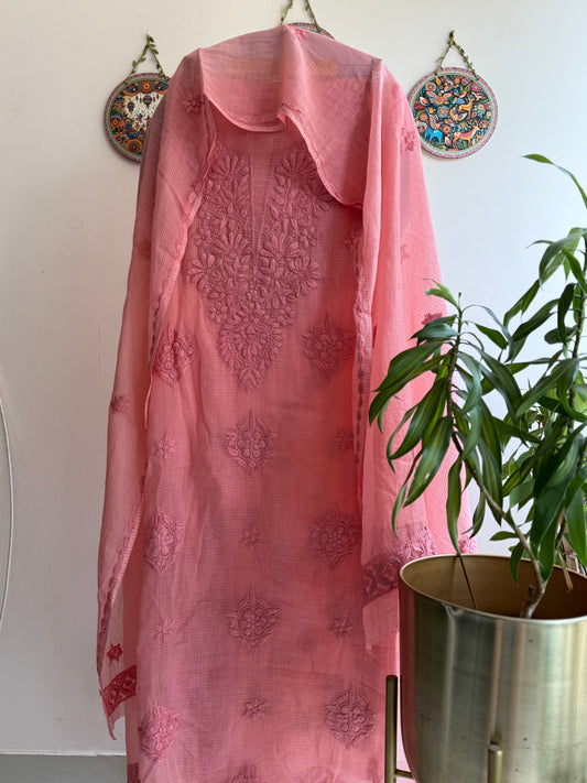 Lucknowi Chikankari Kota Doria Suit Set