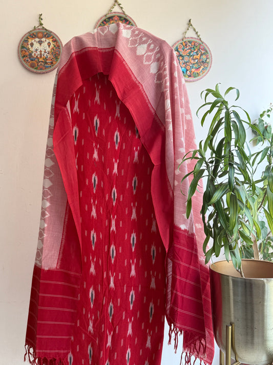 Pure Cotton Uzbek Ikat 3-Piece Suit Set