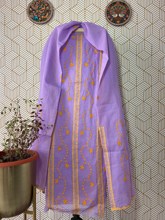 Aligarh's Tradional handcrfted Phoolpatti (applique)- Lavender Base