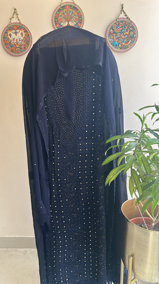 Lucknowi Chikankari in Georgette with add on of Mukaish Work
