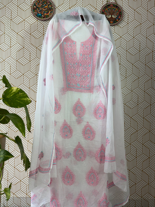 Lucknowi Chikankari Kota Doria Suit Set