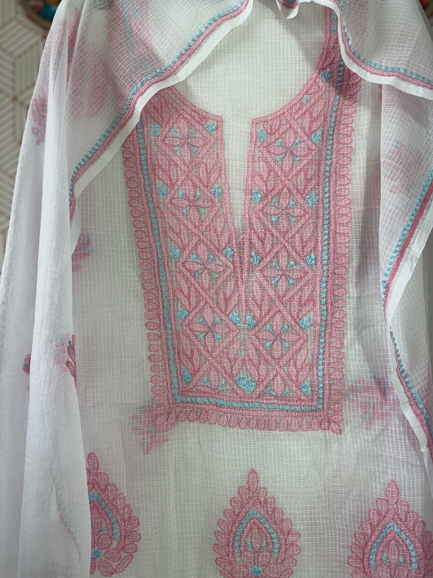Lucknowi Chikankari Kota Doria Suit Set
