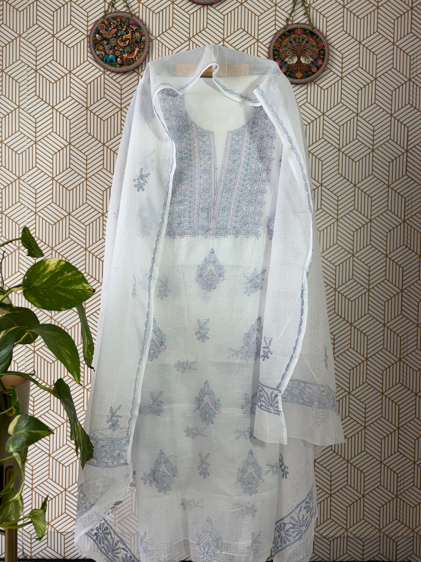 Lucknowi Chikankari Kota Doria Suit Set