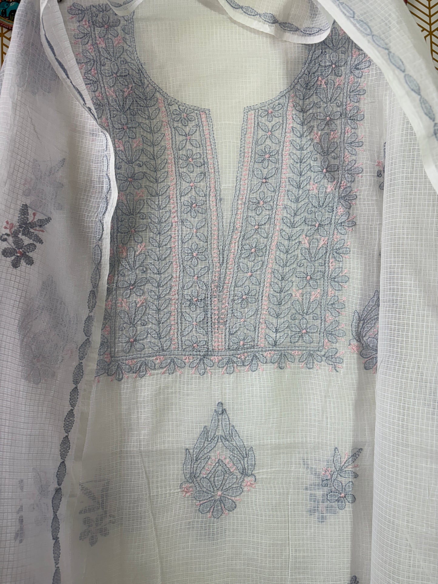 Lucknowi Chikankari Kota Doria Suit Set