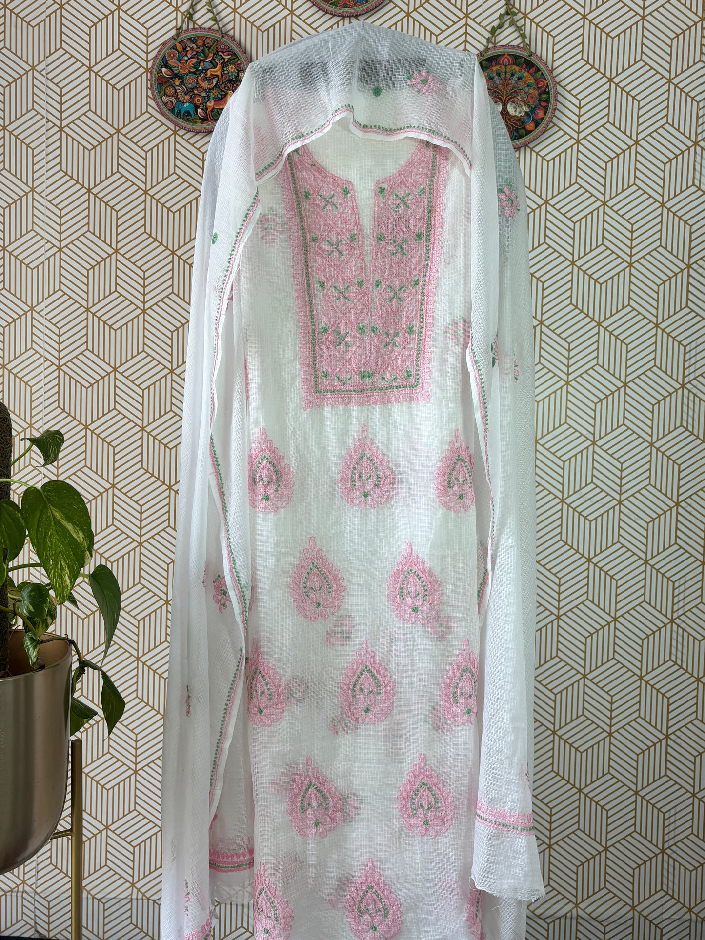 Lucknowi Chikankari Kota Doria Suit Set