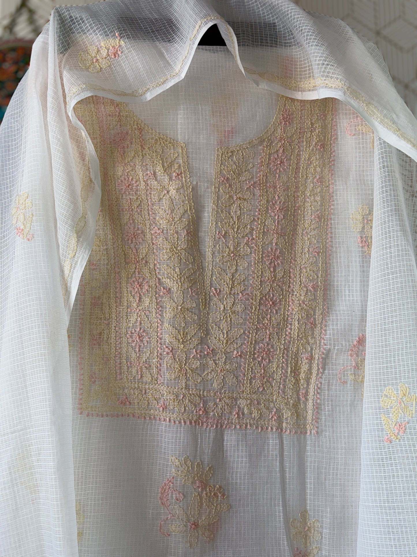 Lucknowi Chikankari Kota Doria Suit Set