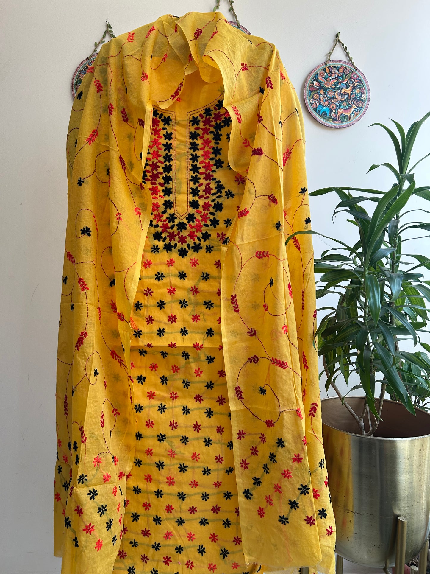 Bengal Handloom – Star Pattern Pure Cotton Embroidered Suit Set