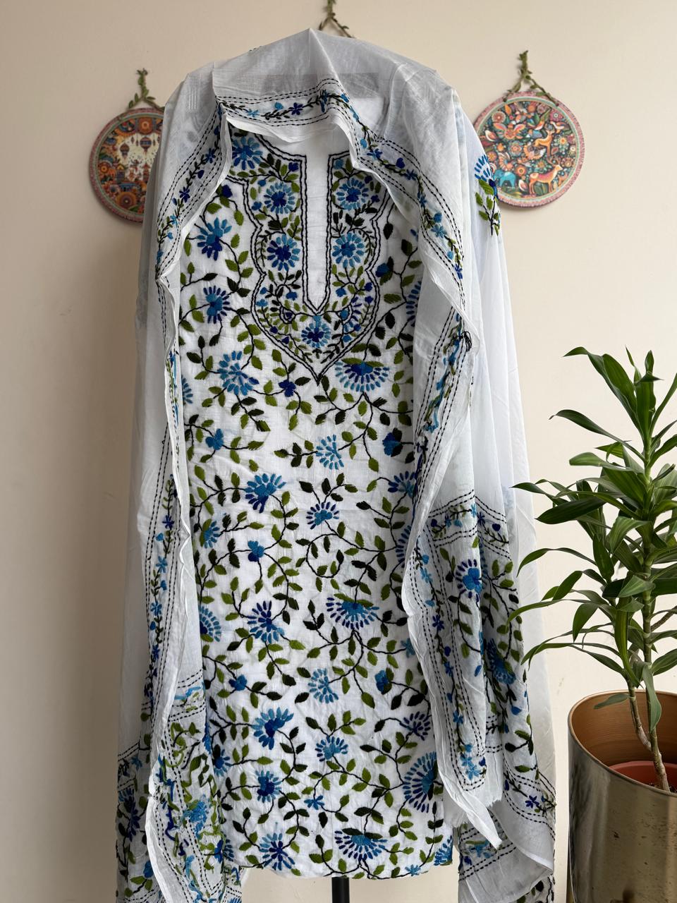 🌼 Bengal Handloom – Phulkari Pure Cotton Embroidered Suit Set