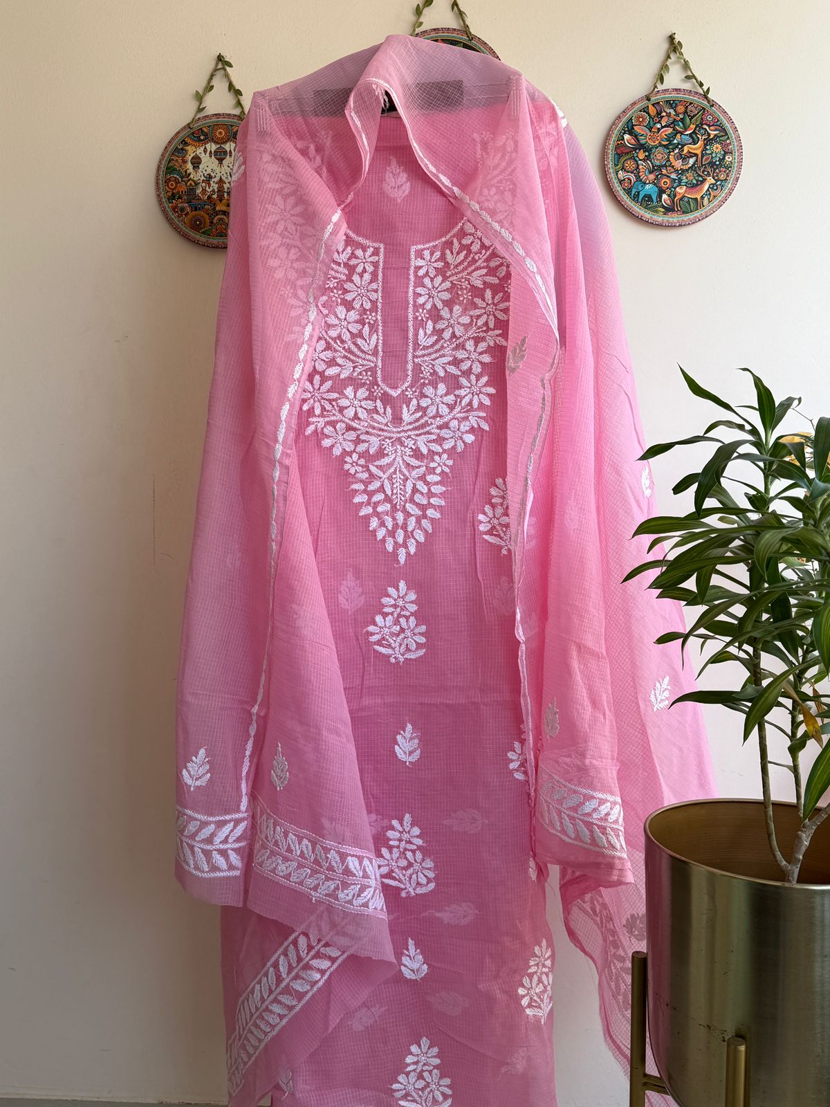 Lucknowi Chikankari Kota Doria Suit Set