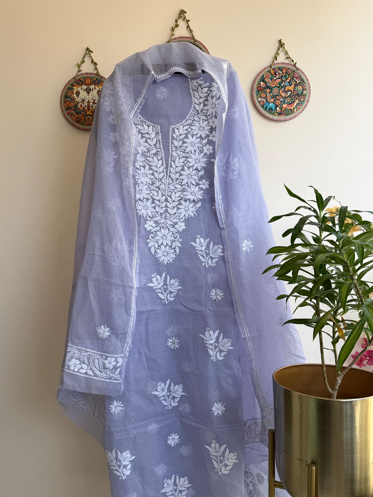 Lucknowi Chikankari Kota Doria Suit Set