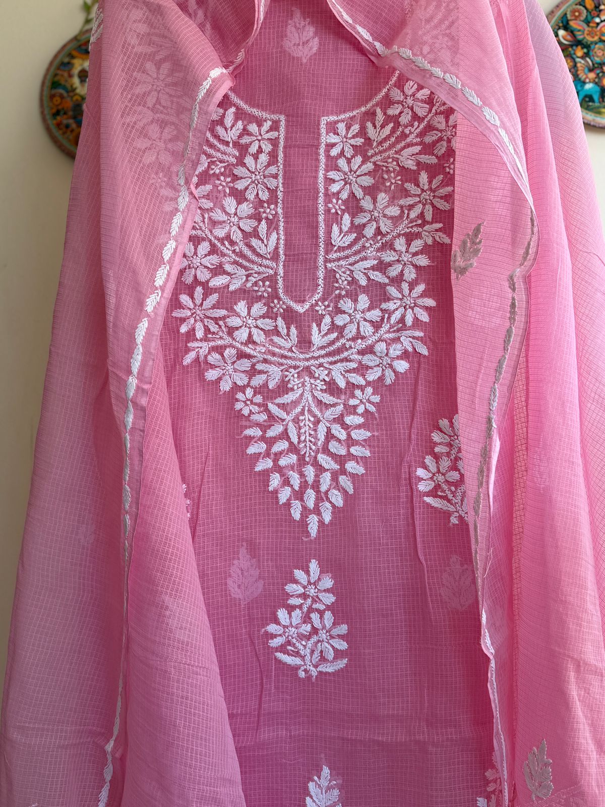 Lucknowi Chikankari Kota Doria Suit Set