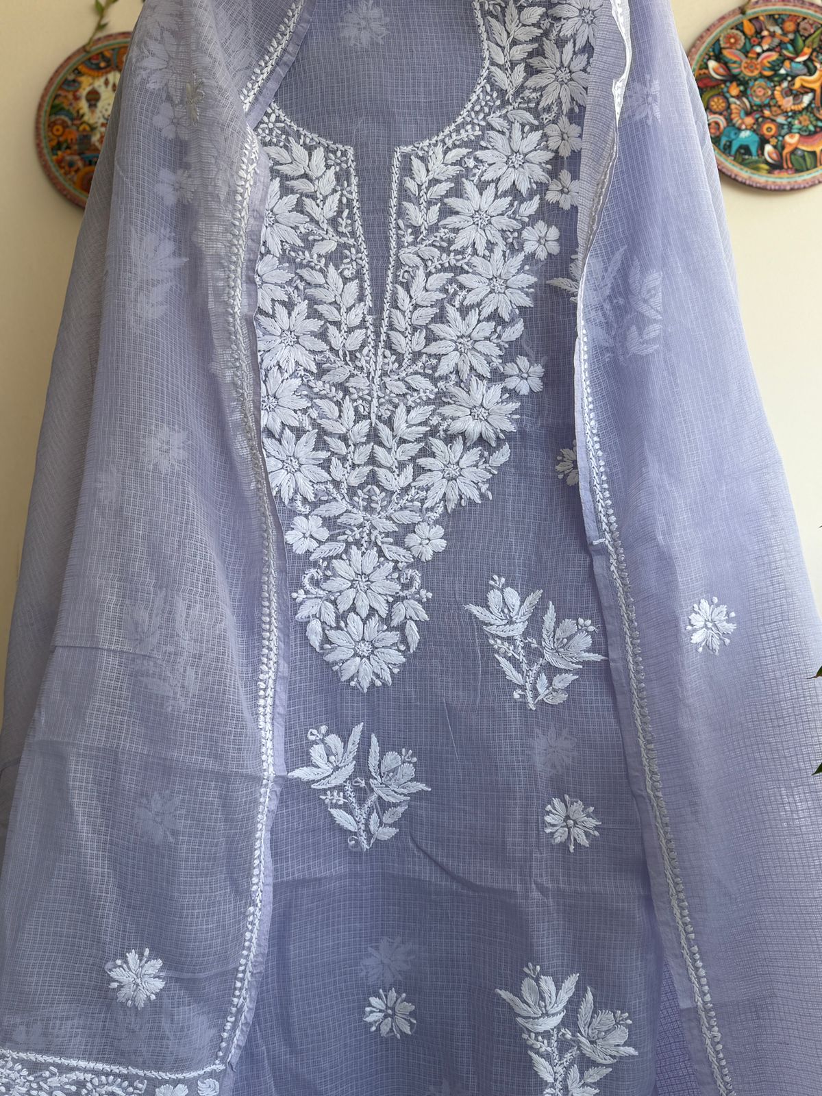 Lucknowi Chikankari Kota Doria Suit Set