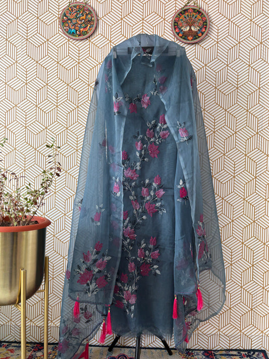 Organza Suit Set Hand Embroided