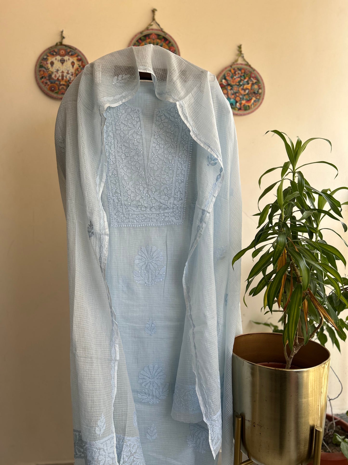 Lucknowi Chikankari Kota Doria Suit Set