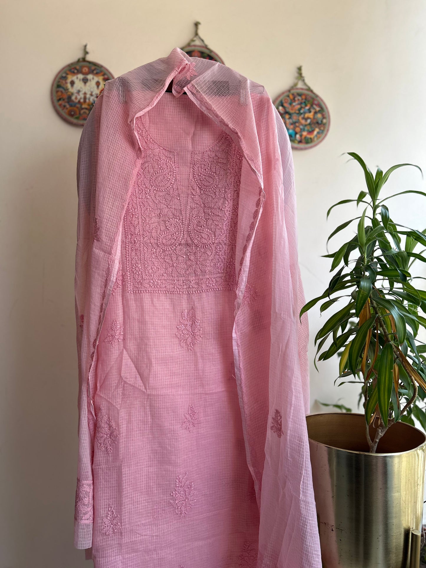 Lucknowi Chikankari Kota Doria Suit Set