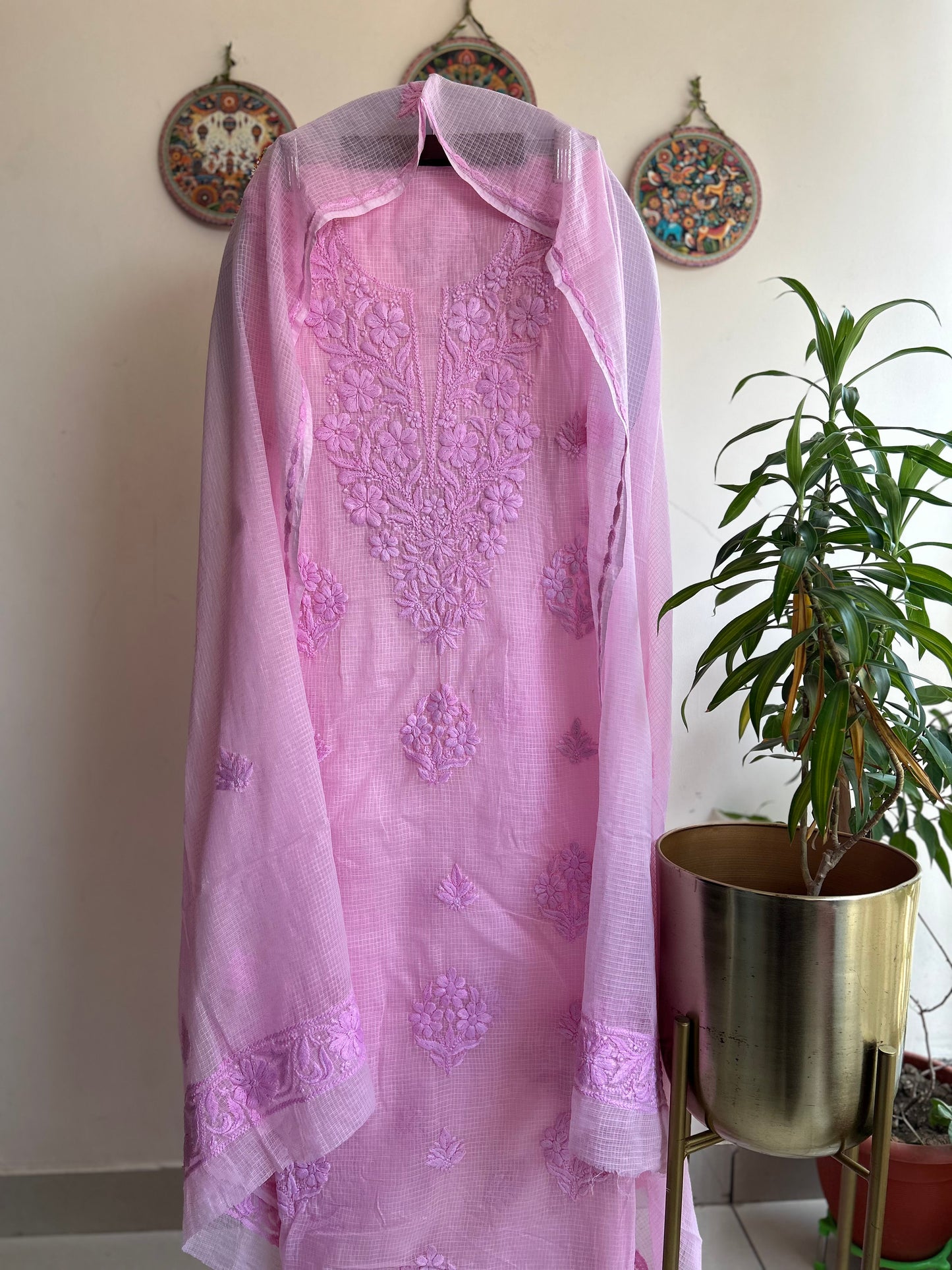 Lucknowi Chikankari Kota Doria Suit Set