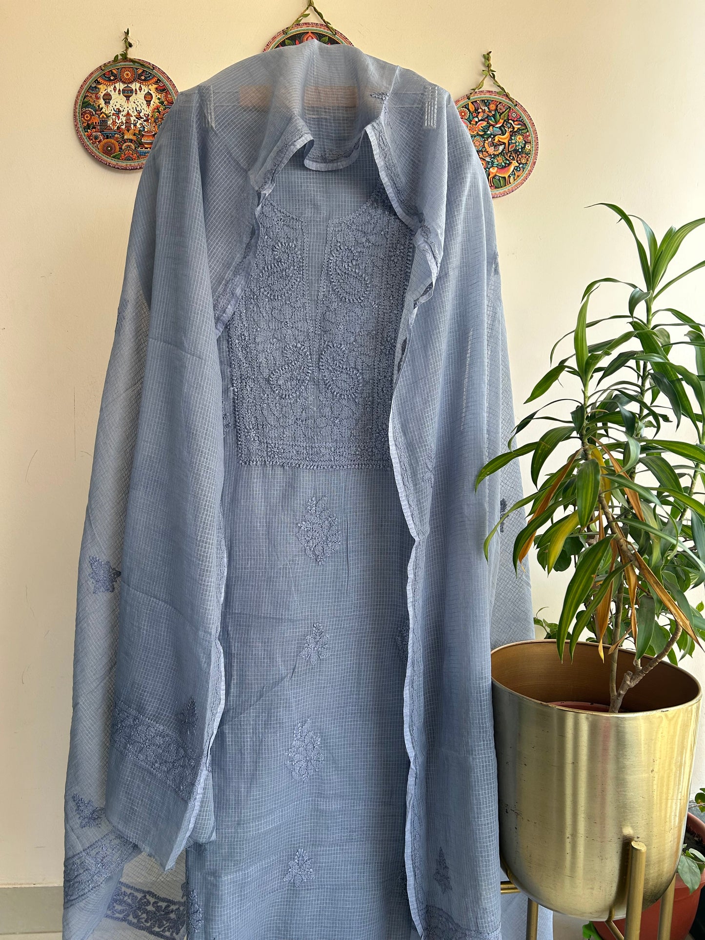 Lucknowi Chikankari Kota Doria Suit Set
