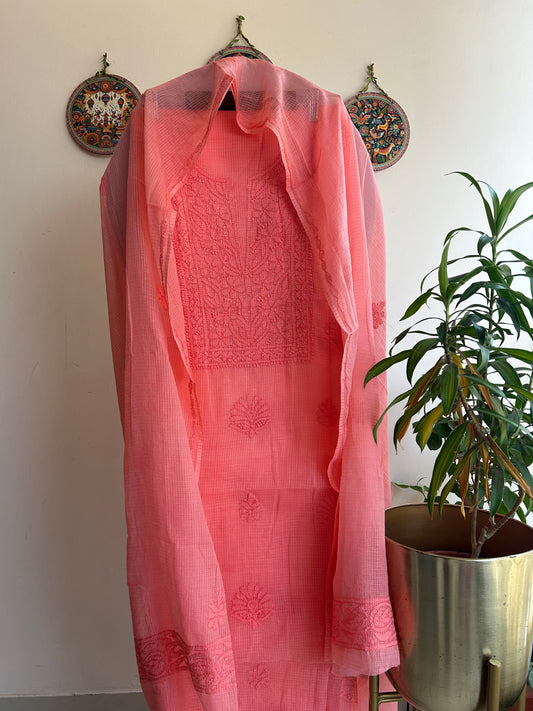 Lucknowi Chikankari Kota Doria Suit Set