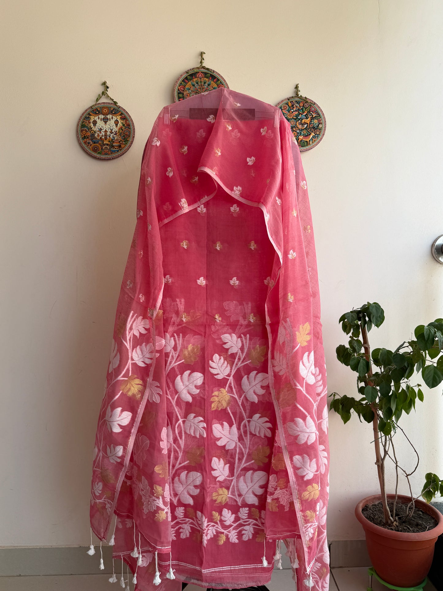Jamdani- ✨ Jamdani Weaving Kurta & Dupatta Set on Cotton Muslin Fabric ✨