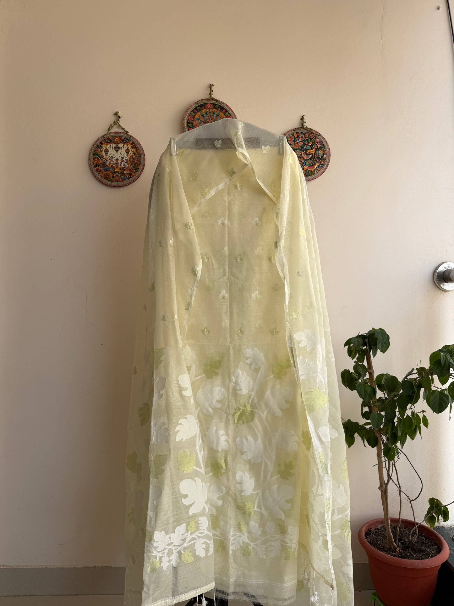 Jamdani- ✨ Jamdani Weaving Kurta & Dupatta Set on Cotton Muslin Fabric ✨