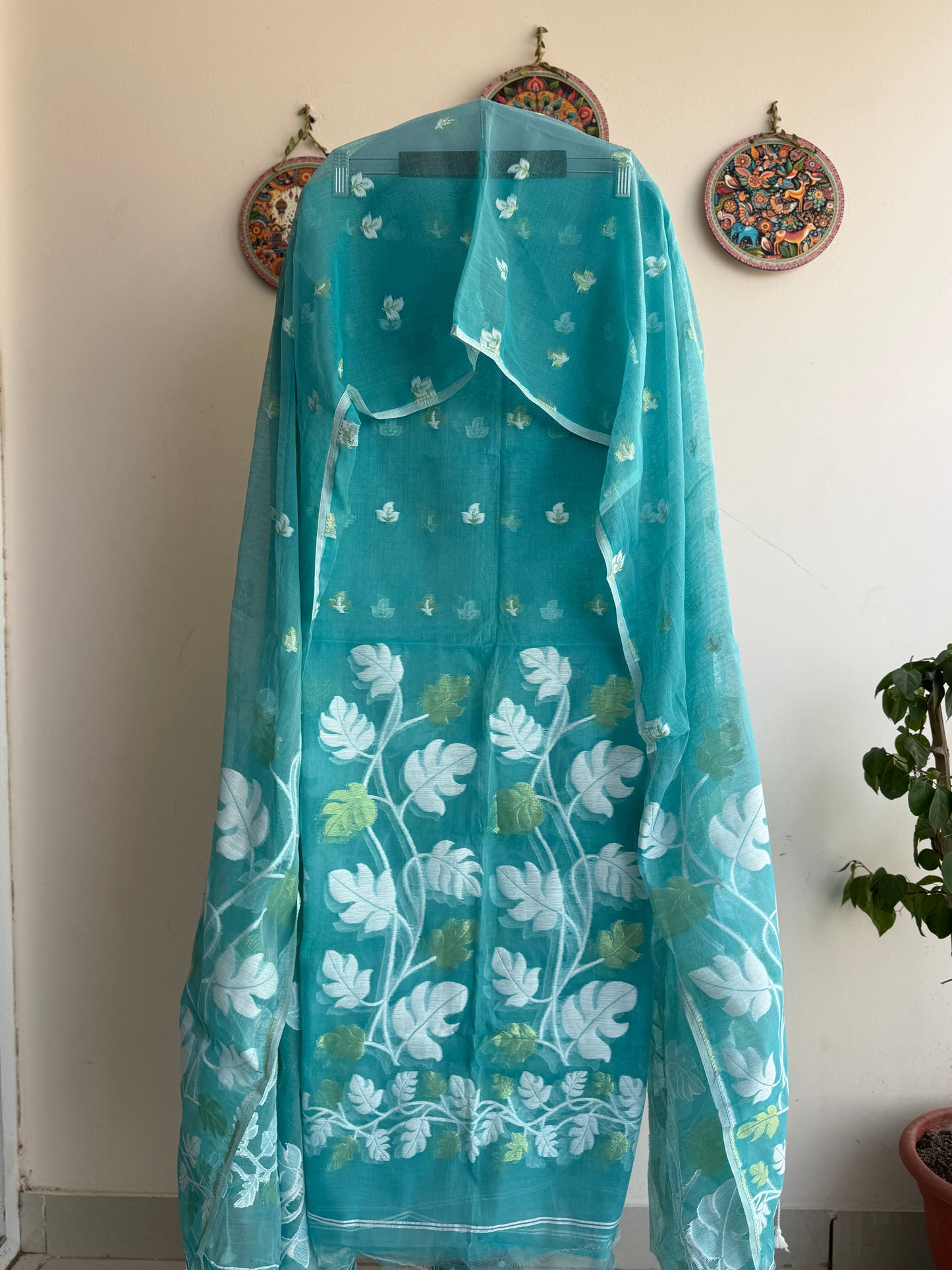 Jamdani- ✨ Jamdani Weaving Kurta & Dupatta Set on Cotton Muslin Fabric ✨