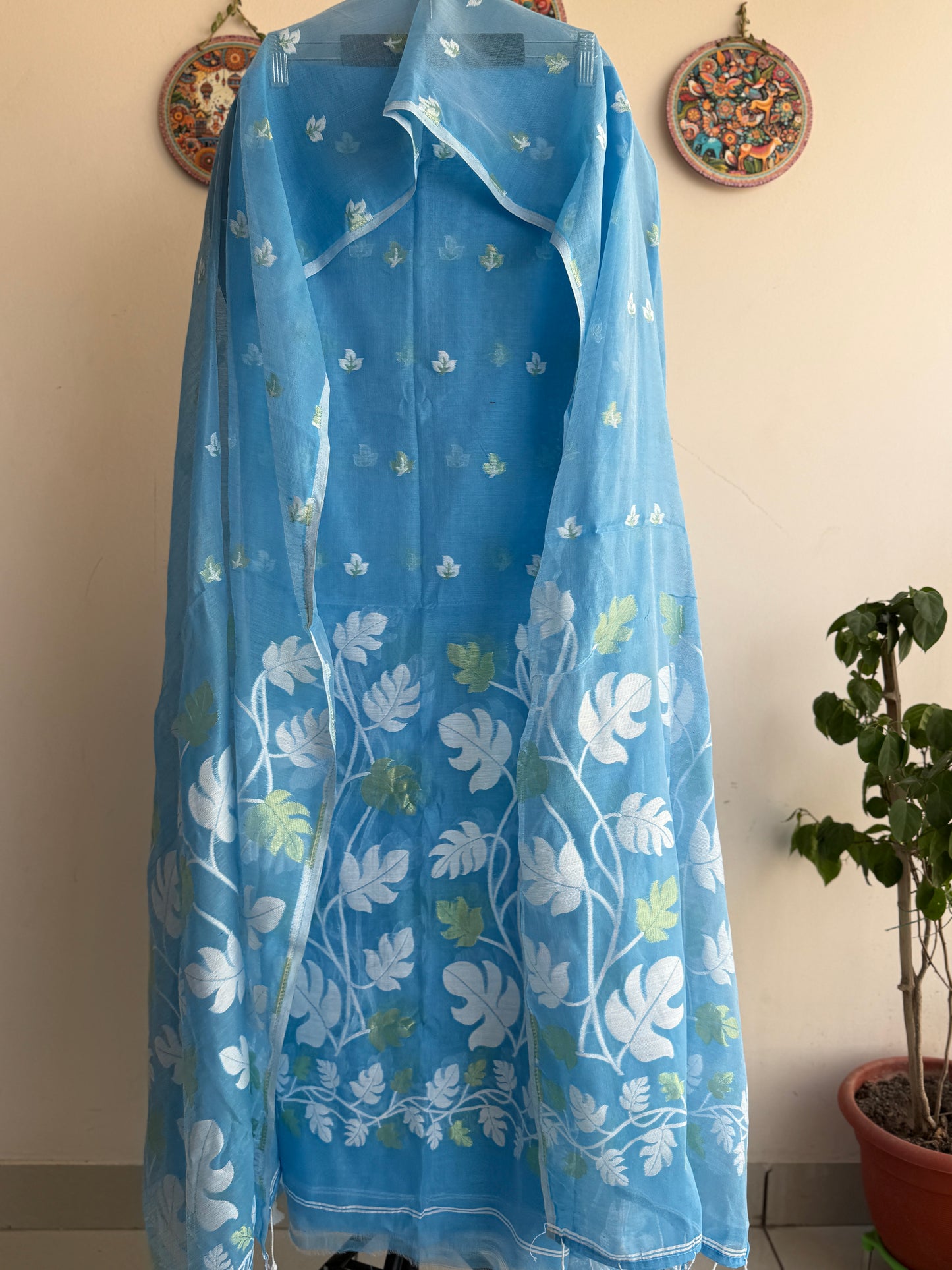 Jamdani- ✨ Jamdani Weaving Kurta & Dupatta Set on Cotton Muslin Fabric ✨