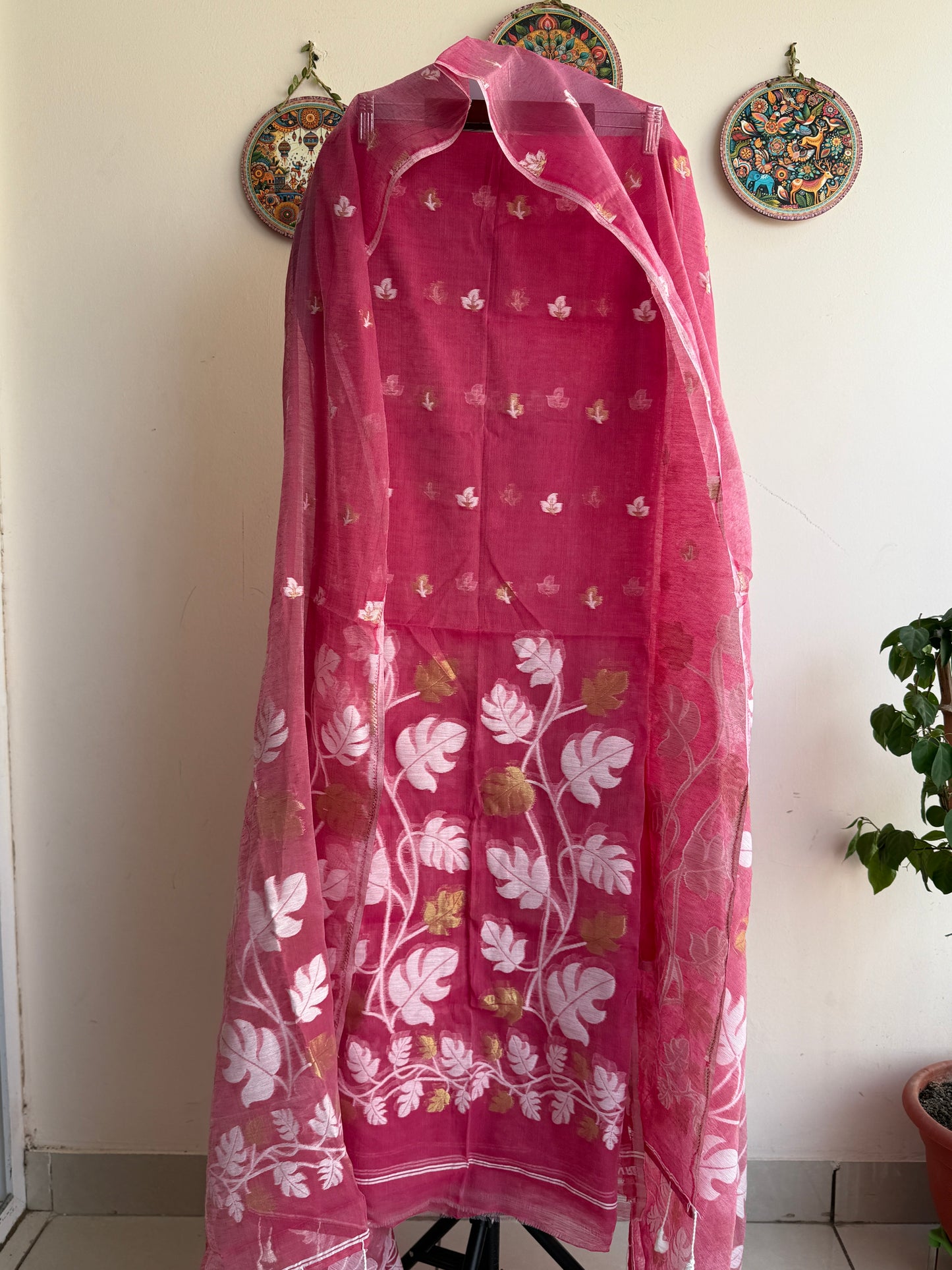 Jamdani- ✨ Jamdani Weaving Kurta & Dupatta Set on Cotton Muslin Fabric ✨