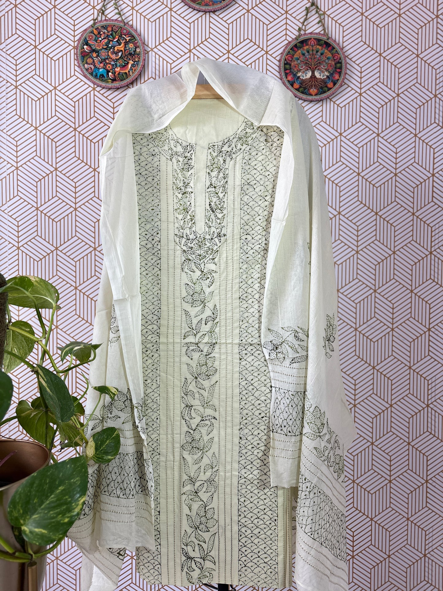 Kantha hand embroidered Suit Set Pure Cotton