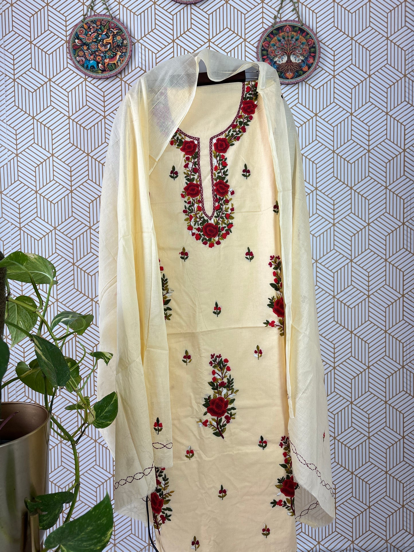 Pure Cotton Kantha Embroidered Suit Set