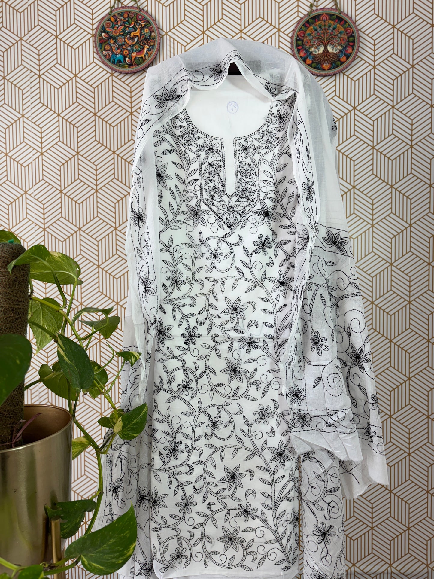 Bengal Handloom – Kantha Stich Pure Cotton Embroidered Suit Set