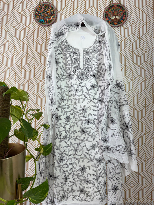 Bengal Handloom – Kantha Stich Pure Cotton Embroidered Suit Set