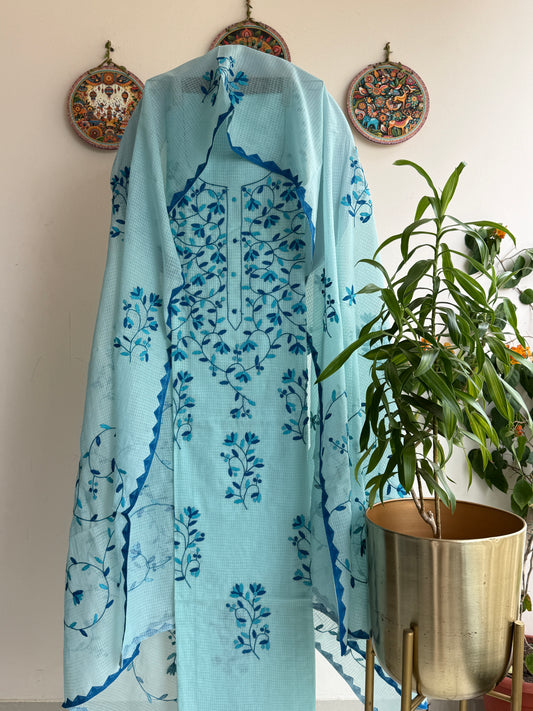 Aligarh's Tradional handcrfted Phoolpatti (applique)- Colored Base with Muliticolor Phoolpatti
