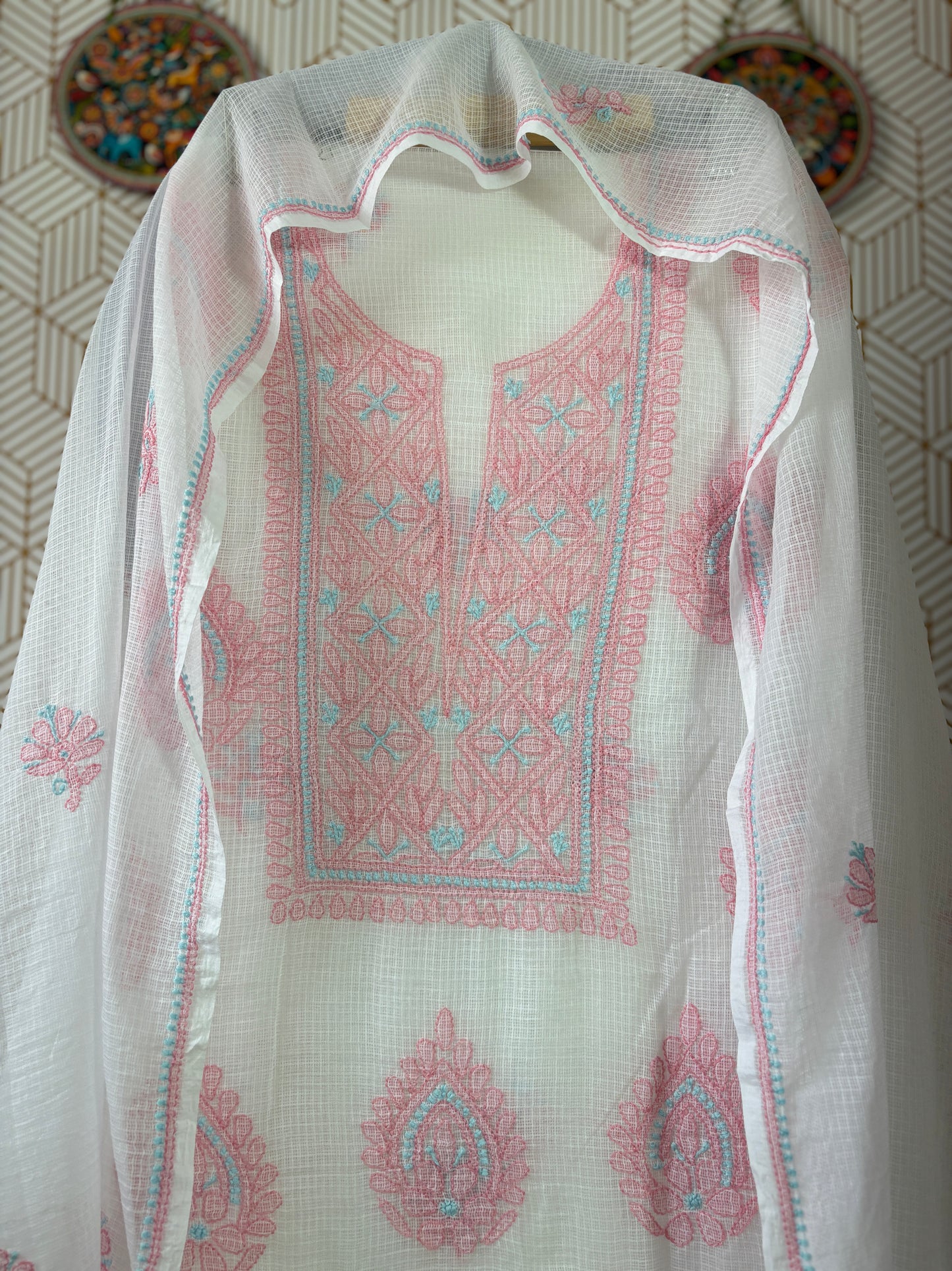 Lucknowi Chikankari Kota Doria Suit Set
