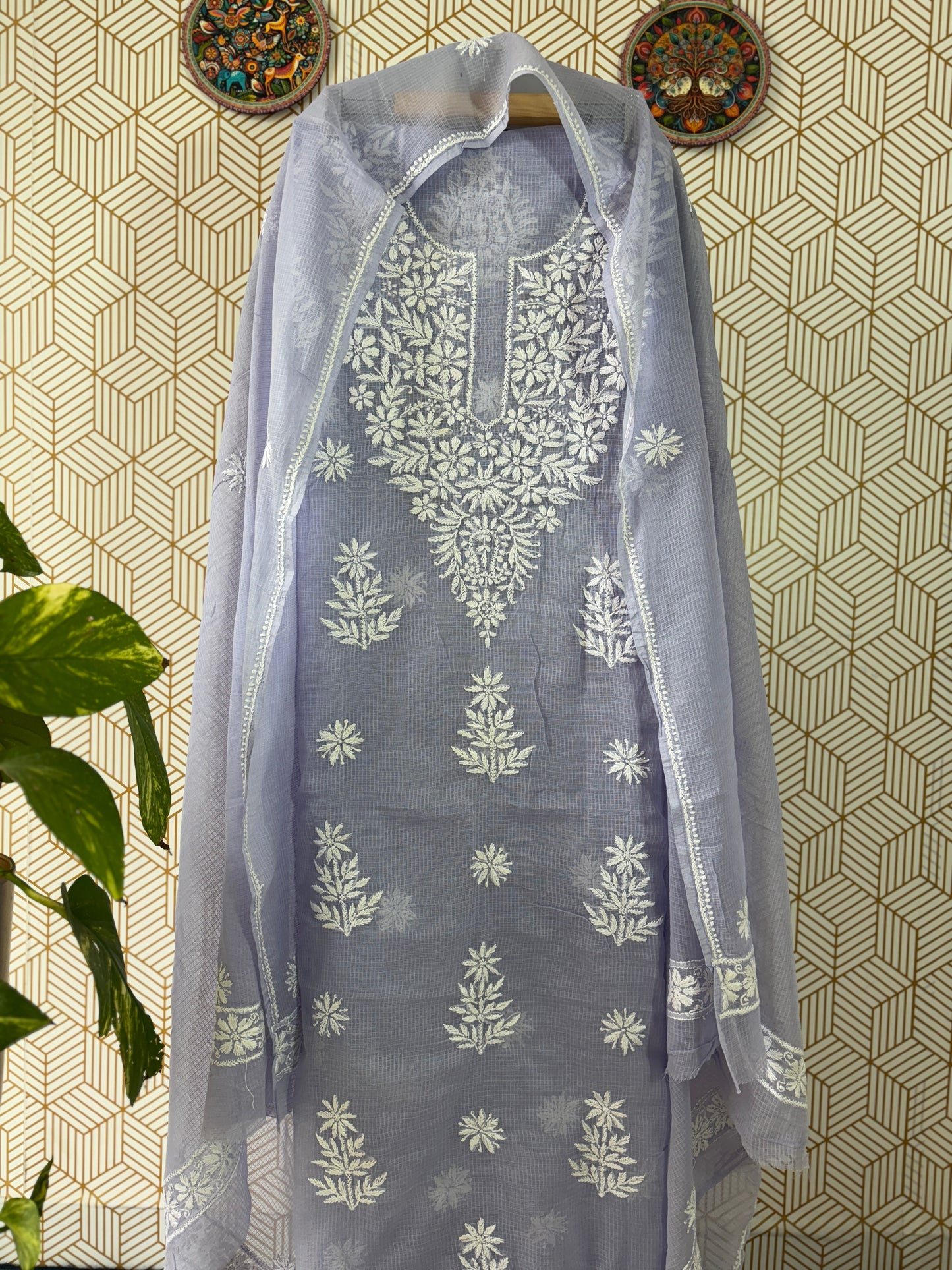 Lucknowi Chikankari Kota Doria Suit Set